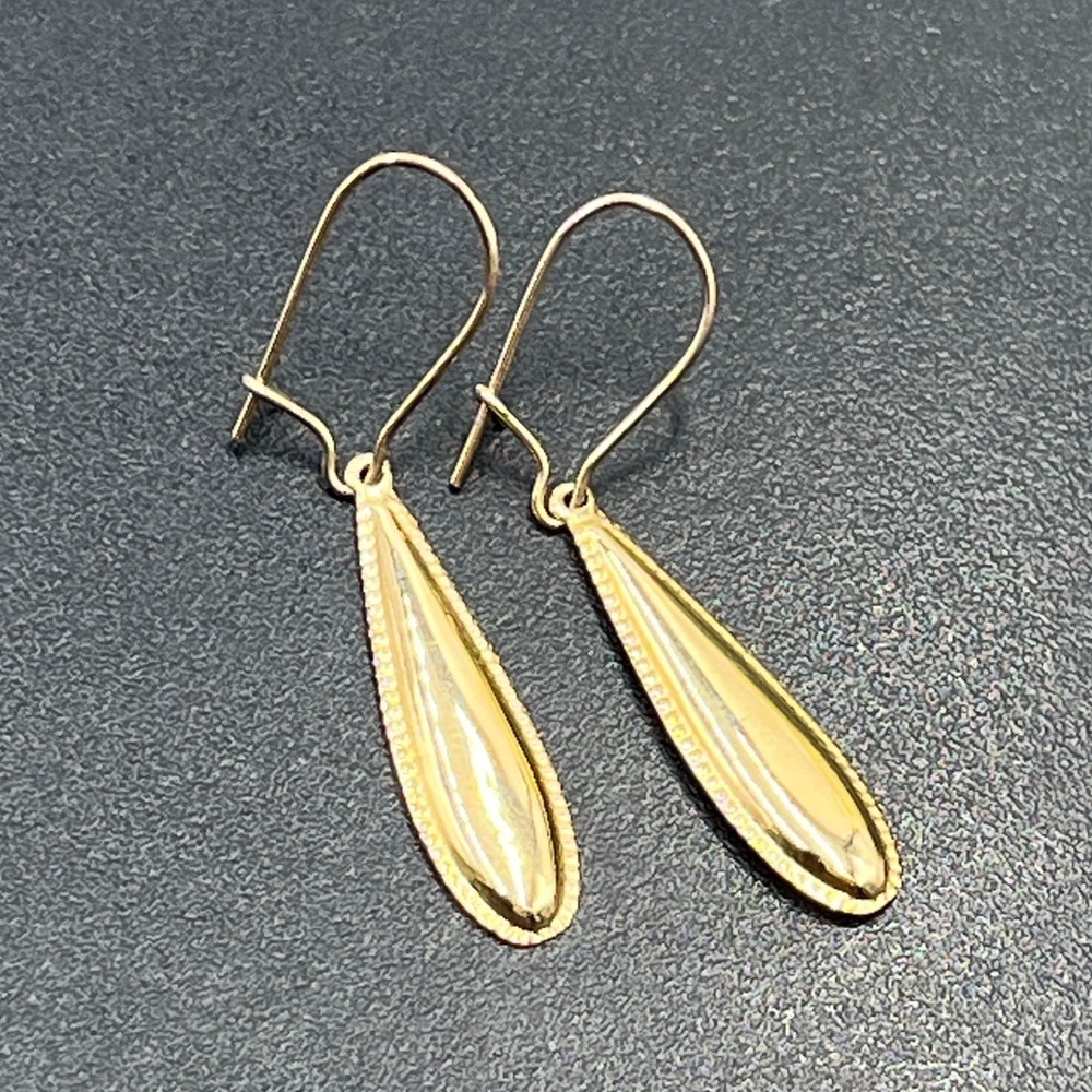 Eterna Gold EG 14k Dangle Drop Earrings Designer Milgrain‎ Teardrop Statement
